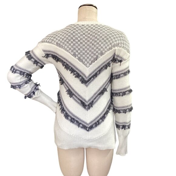 Banana Republic Sweater Mixed Pattern Chevron Fringe Sz S #130R - Picture 5 of 10